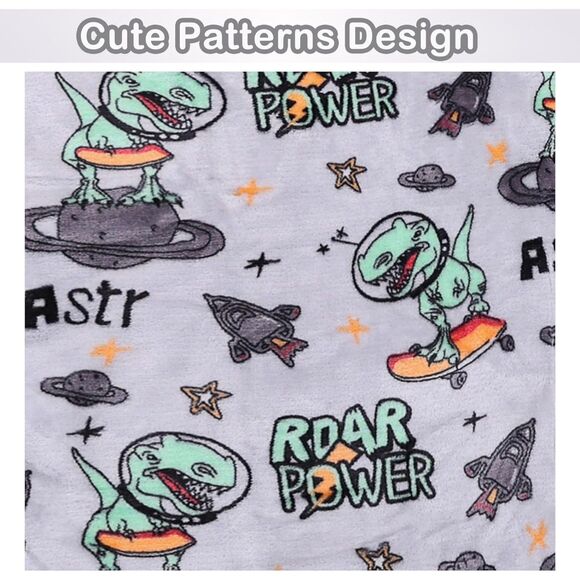 Dinosaur Blanket for Boys, Soft Cozy Flannel Kids Throw Blanket 50x60 Inches - Picture 3 of 7